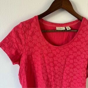 Vintage L.L. Bean hot pink floral daisy patterned t-shirt cotton blend Small